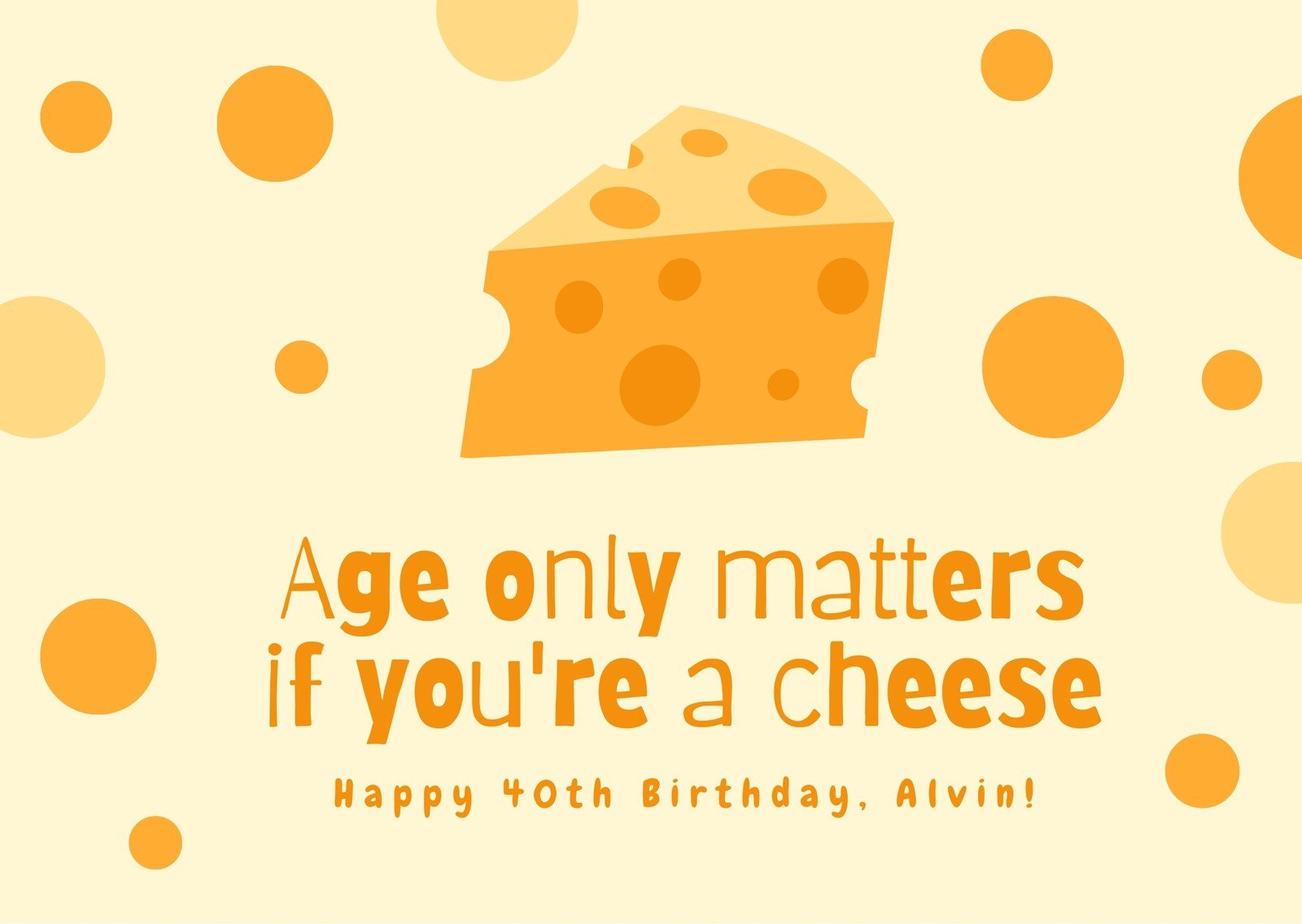 Yellow Funny Cheesy Birthday Card - Templates by Canva