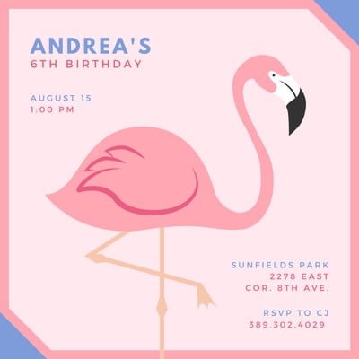 flamingo birthday party invitation