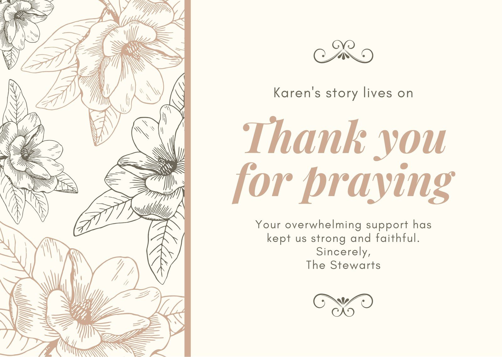 Free, printable funeral thank you card templates to customize  Canva In Sympathy Thank You Card Template