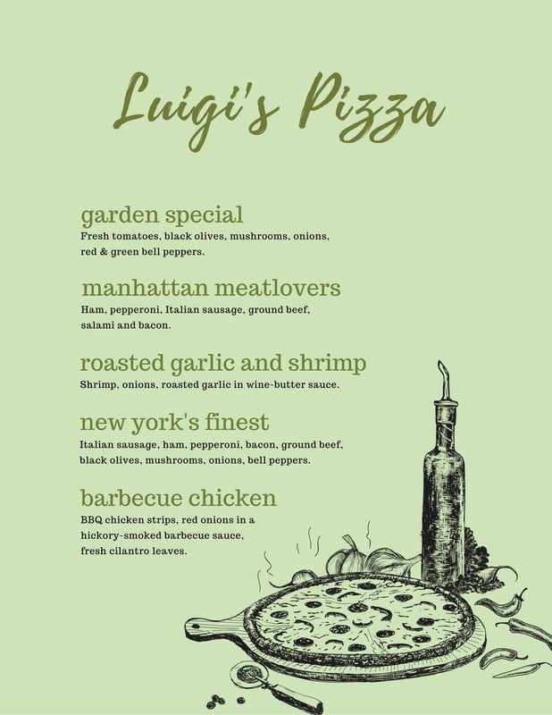 Free Printable And Customizable Pizza Menu Templates Canva