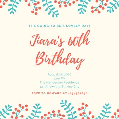 Page 2 - Free, printable custom 60th birthday invitation templates | Canva