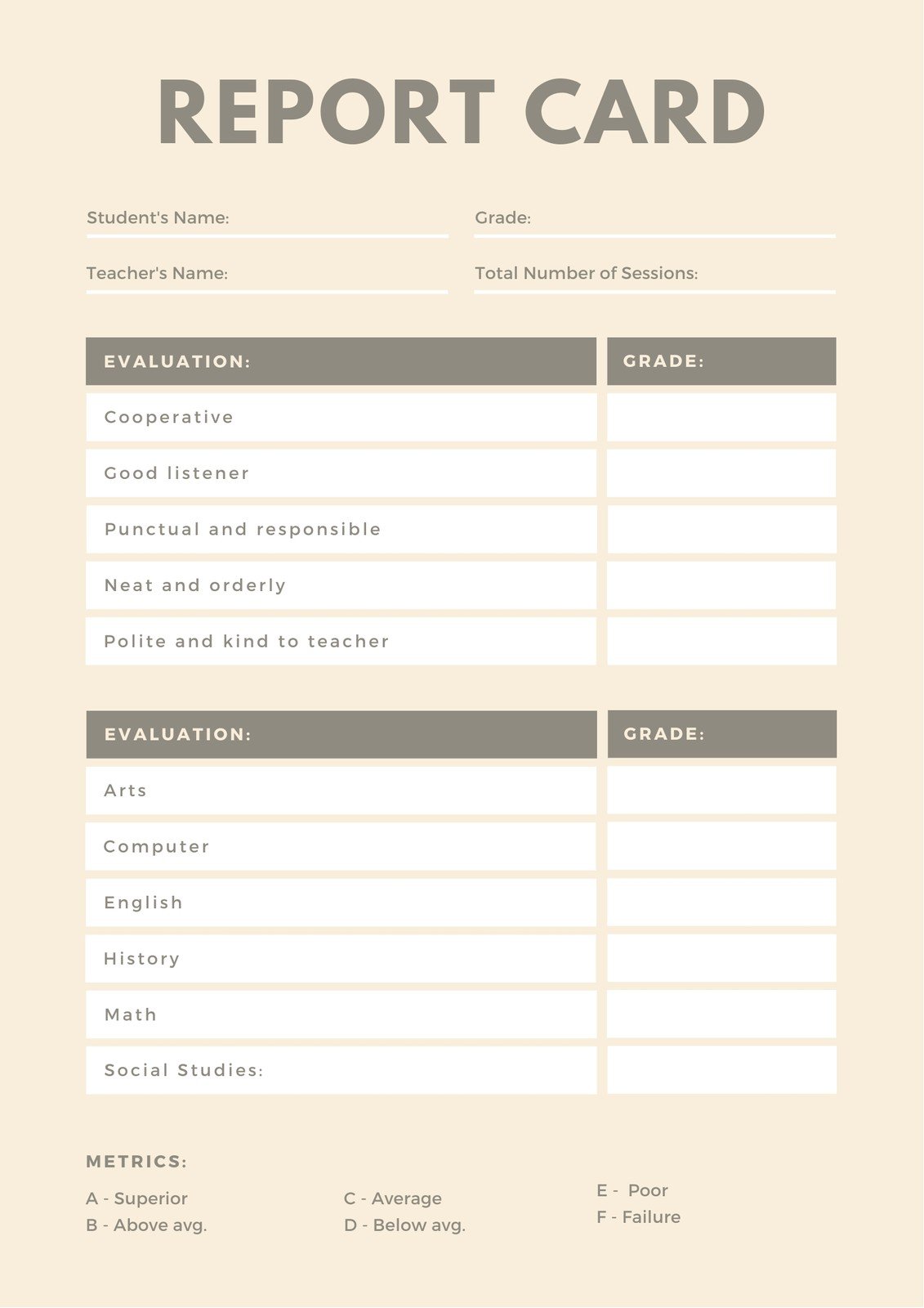 Customize 23+ Homeschool Report Cards Templates Online - Canva Regarding Homeschool Report Card Template Middle School