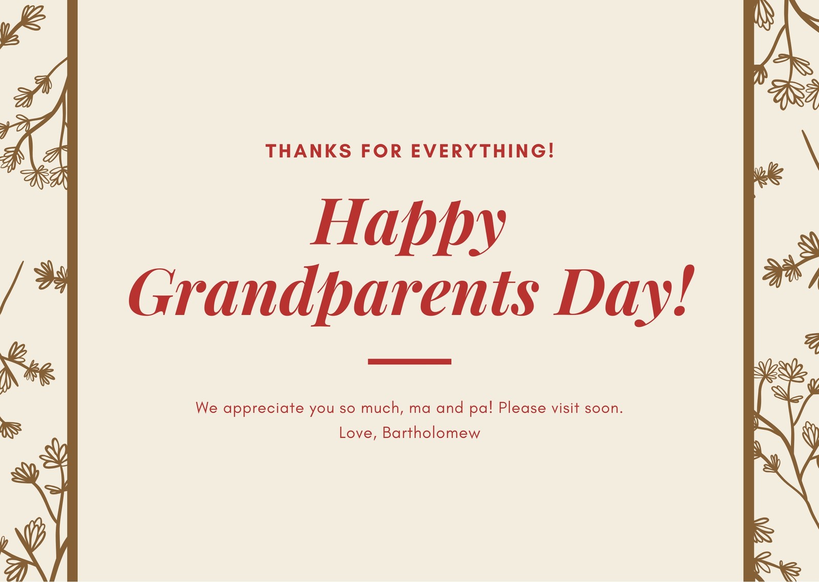 Free, custom printable Grandparents Day card templates Canva