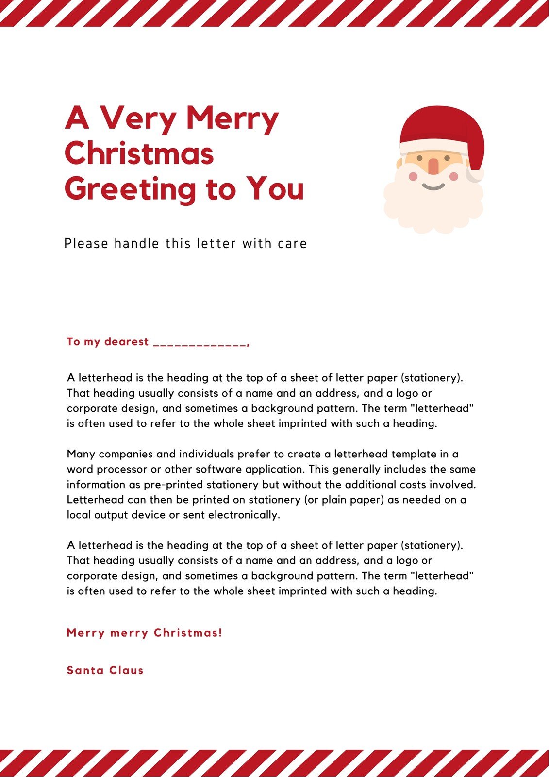 Free printable Santa letter templates you can customize  Canva With Secret Santa Letter Template