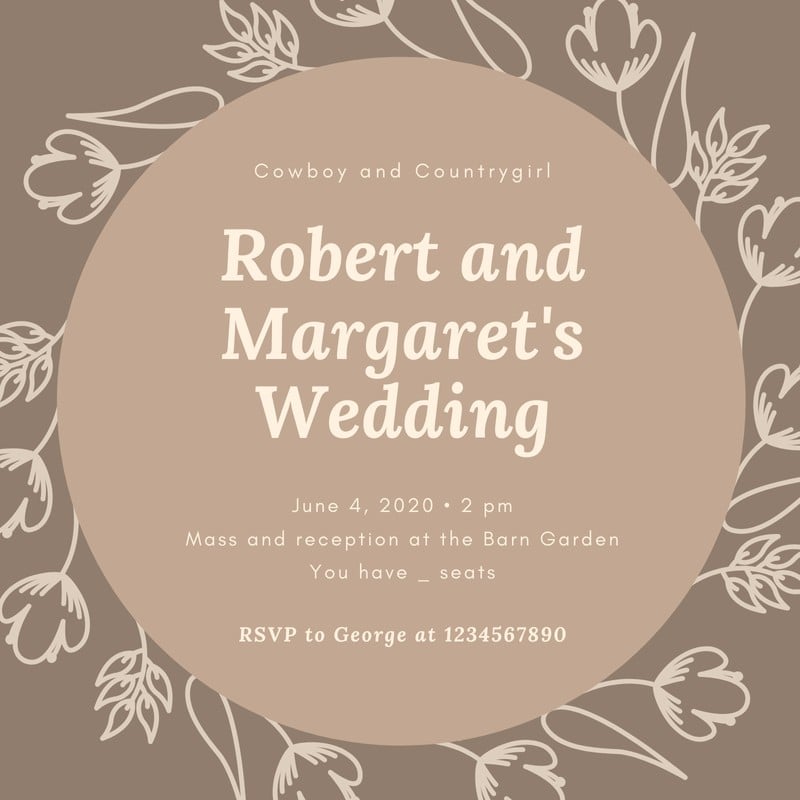 Brown Wreath Rustic Wedding Invitation Templates By Canva