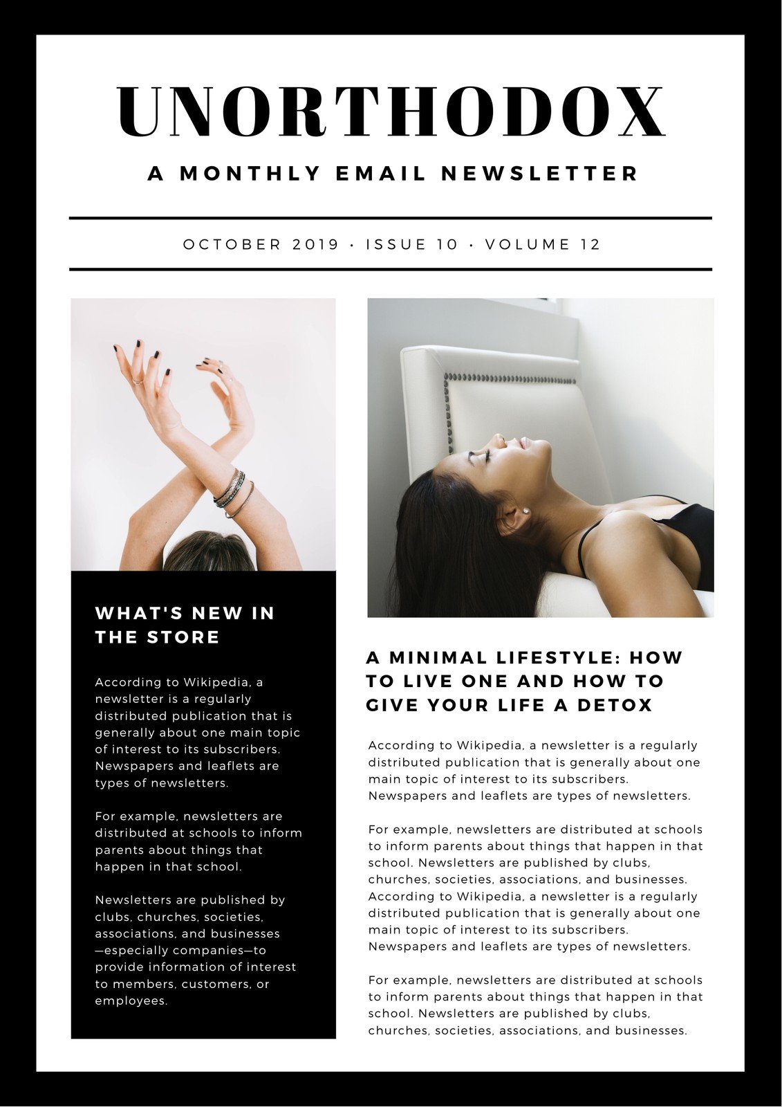 Black White Modern Chic Edgy Minimal Email Newsletter Templates By Canva
