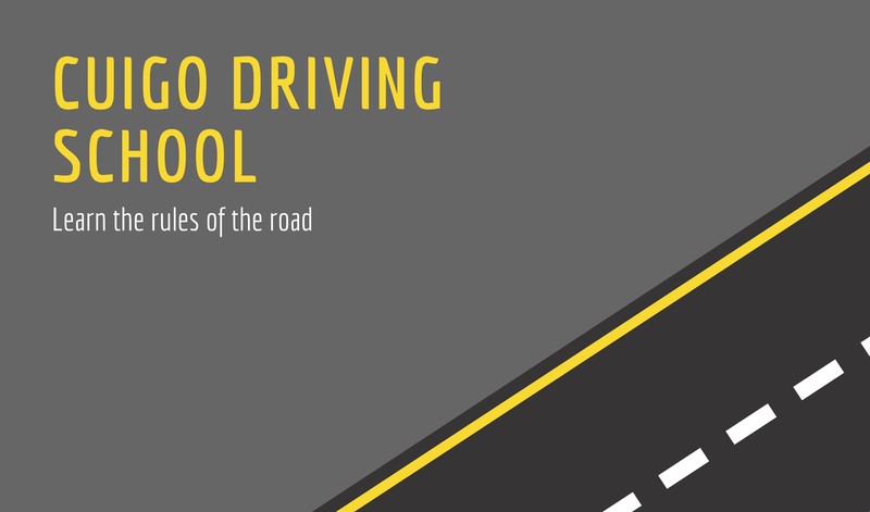 Illustrated Road Automotive Driving School Card Templates By Canva