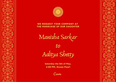 Yellow And Red Indian Wedding Invitation Card Templates By Canva