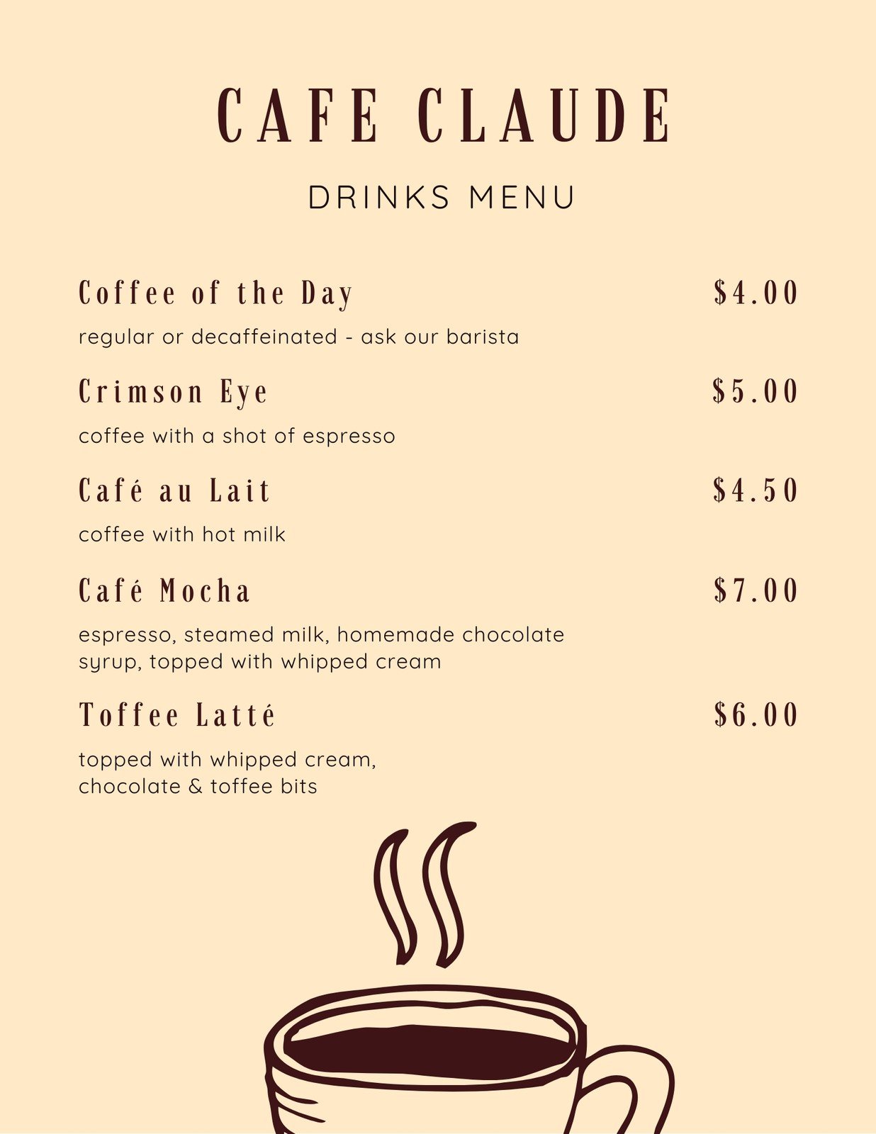Free printable and customizable French menu templates  Canva Intended For French Cafe Menu Template