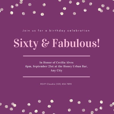 Free, printable custom 60th birthday invitation templates | Canva