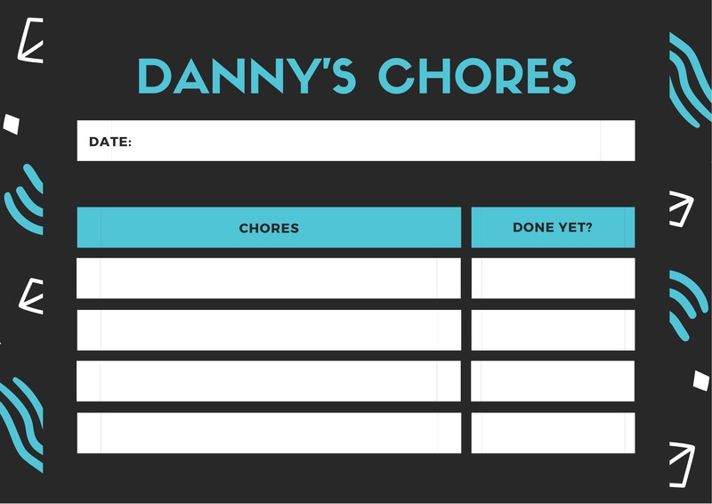 Chore Chart Template For Teens