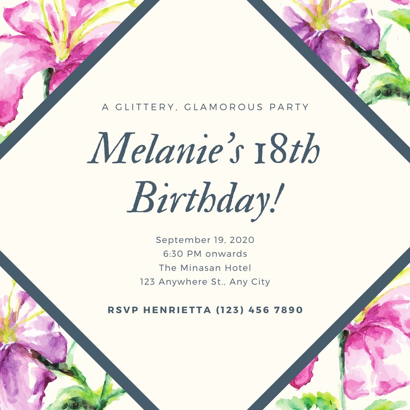 Free, printable 18th birthday invitation templates | Canva