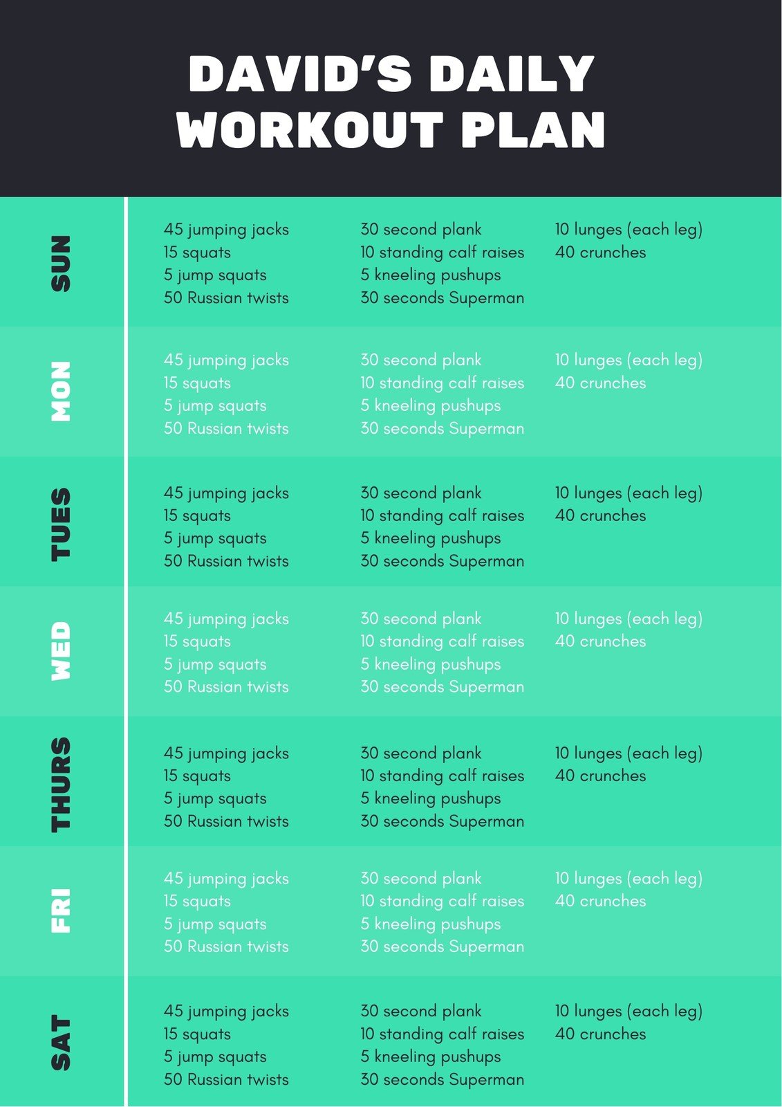 Free, custom printable workout planner templates online Canva