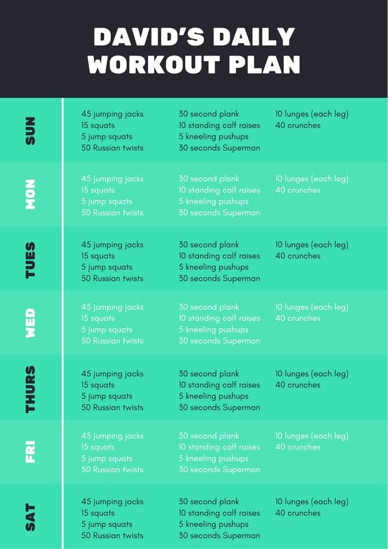 Free custom printable workout planner templates online Canva