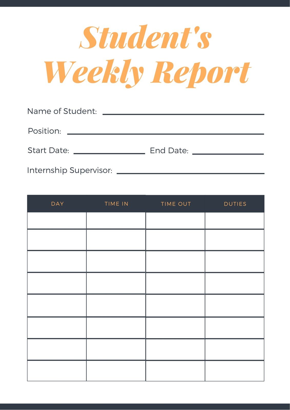 weekly research report template