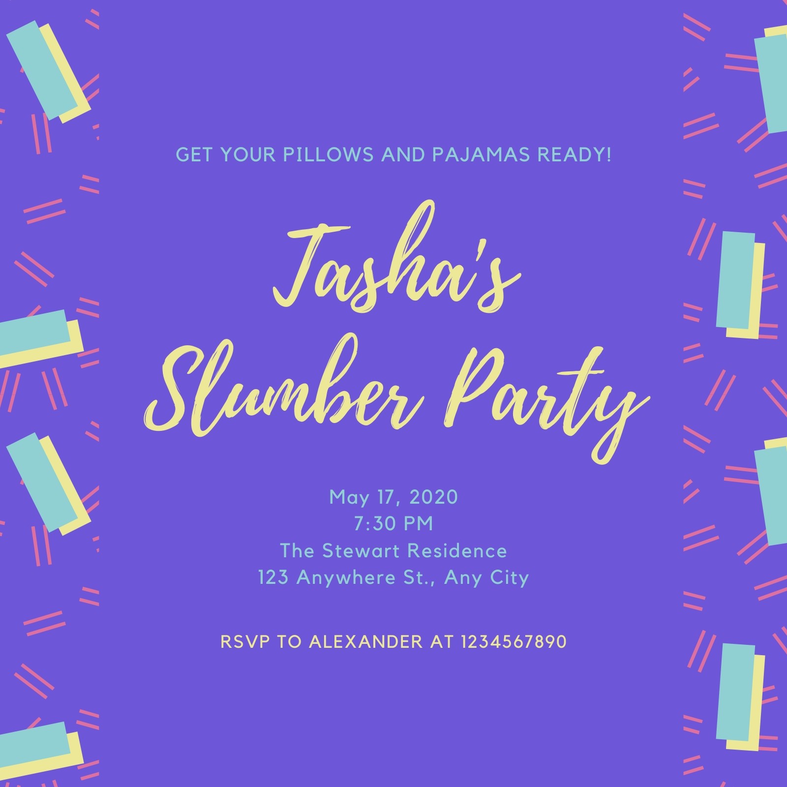 Free Printable Customizable Sleepover Invitation Templates Canva