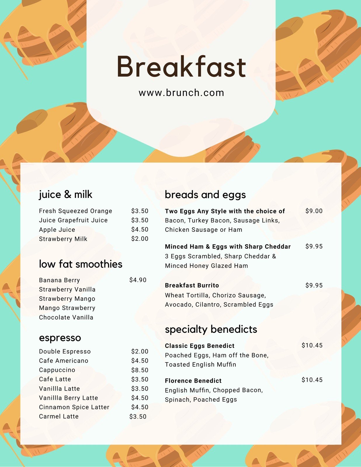 How To Make Printable Breakfast Menu Templates For Schools