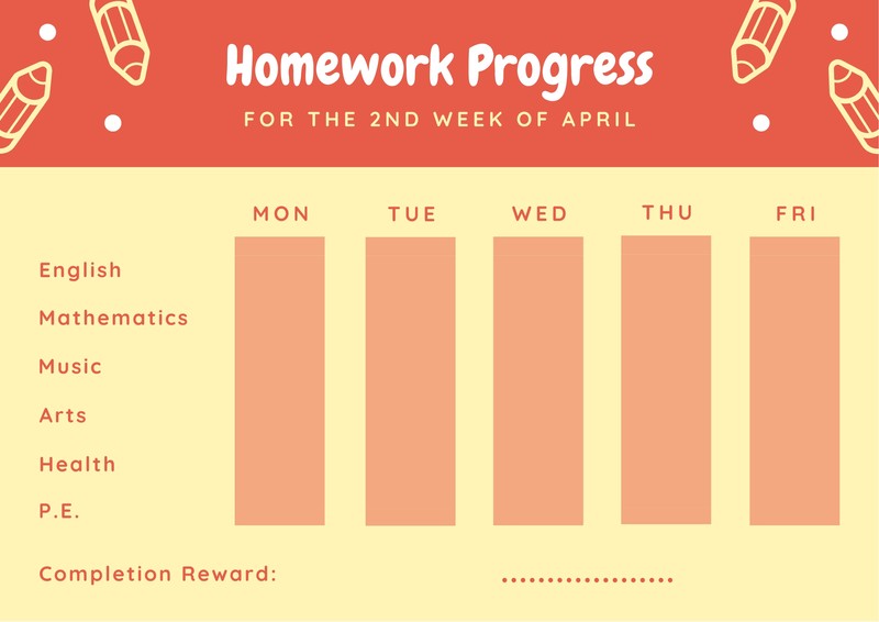 Homework Progress Chart