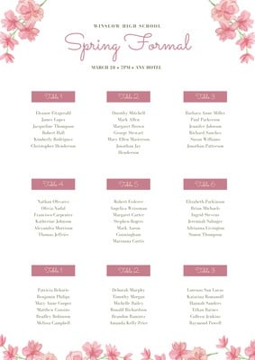 Wedding Seating Arrangement Chart