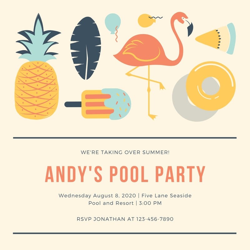 Free Printable Customizable Pool Party Invitation Templates Canva 