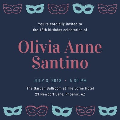 Free, printable 18th birthday invitation templates | Canva