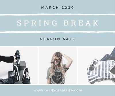 Pastel Blue Photo Grid Spring Break Sale Facebook Post Templates