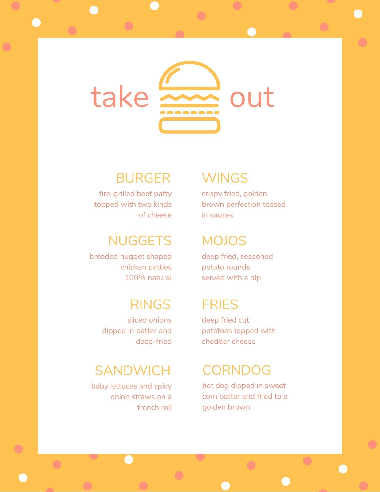 Free printable, customizable take out menu templates  Canva In Takeaway Menu Template Free