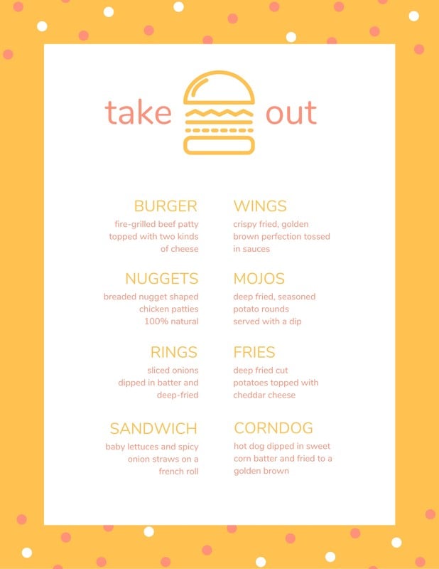 Free Take Out Menus Templates to customize Canva
