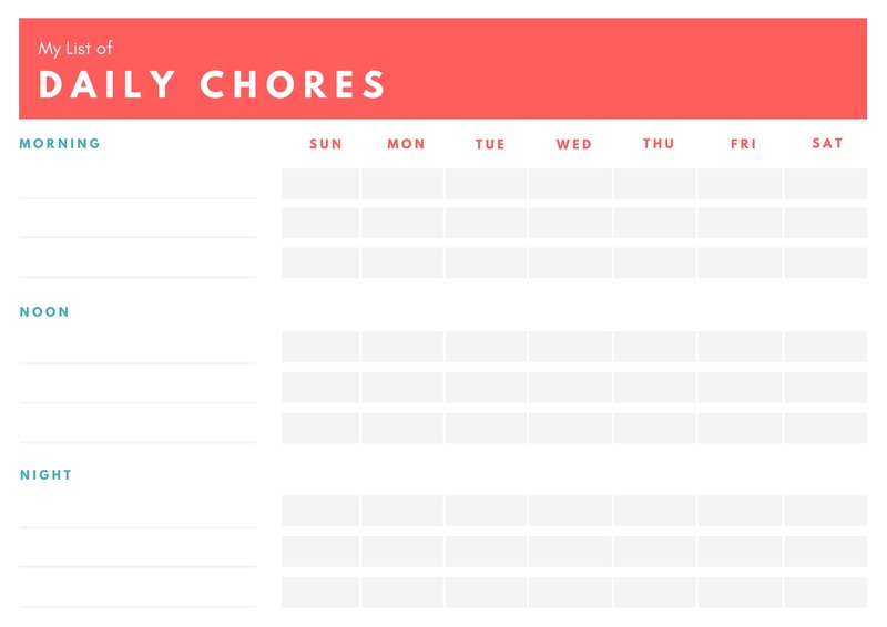 Fill In Chore Chart