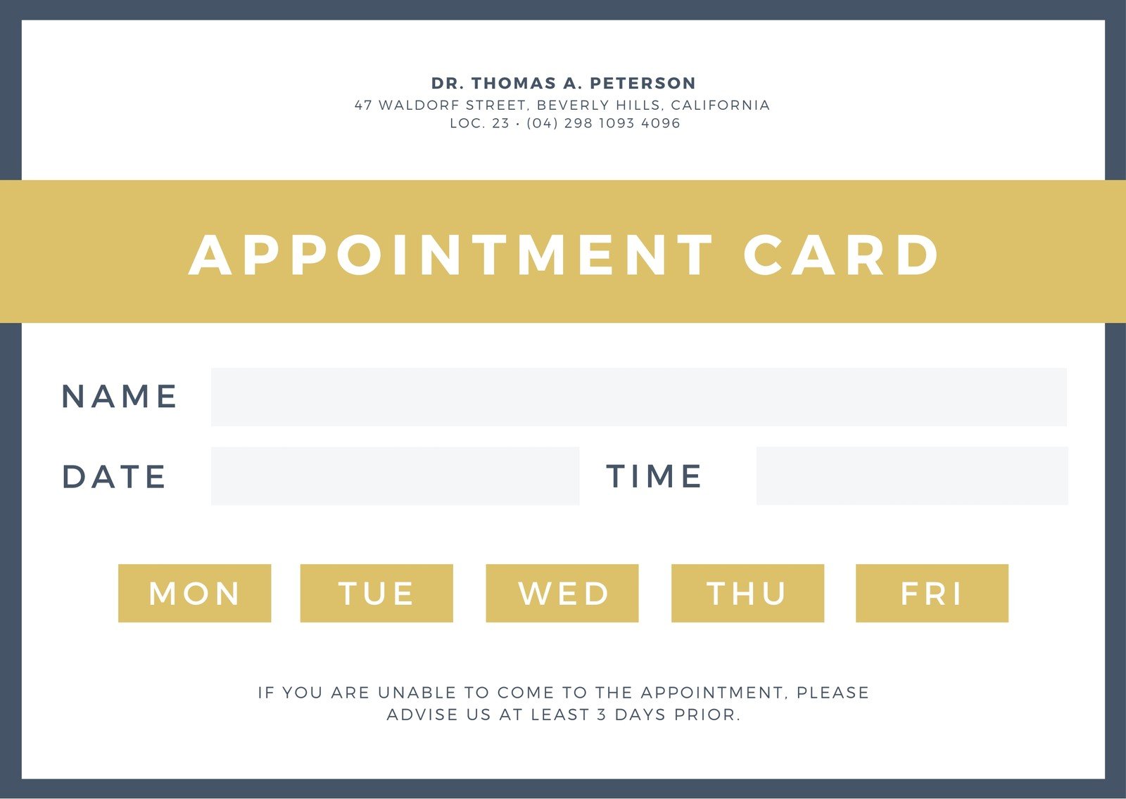 Free printable, customizable appointment card templates  Canva Regarding Medical Appointment Card Template Free