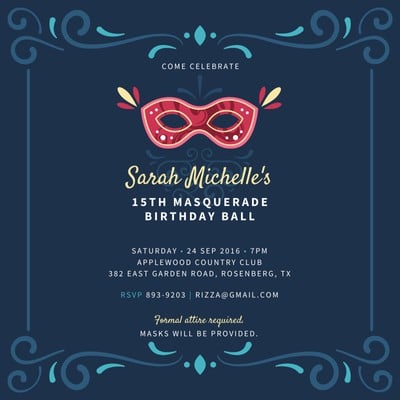 Free Printable Customizable Masquerade Invitation Templates Canva