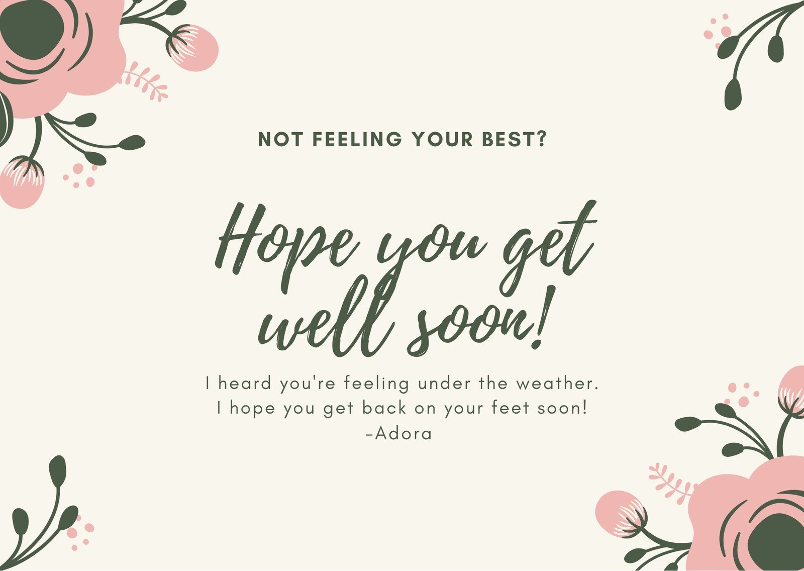 Free, printable, editable get well soon card templates  Canva Intended For Get Well Card Template