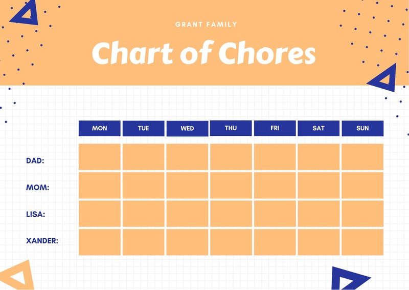 Orange and Blue Shapes Weekly Chore Chart - Templates by Canva