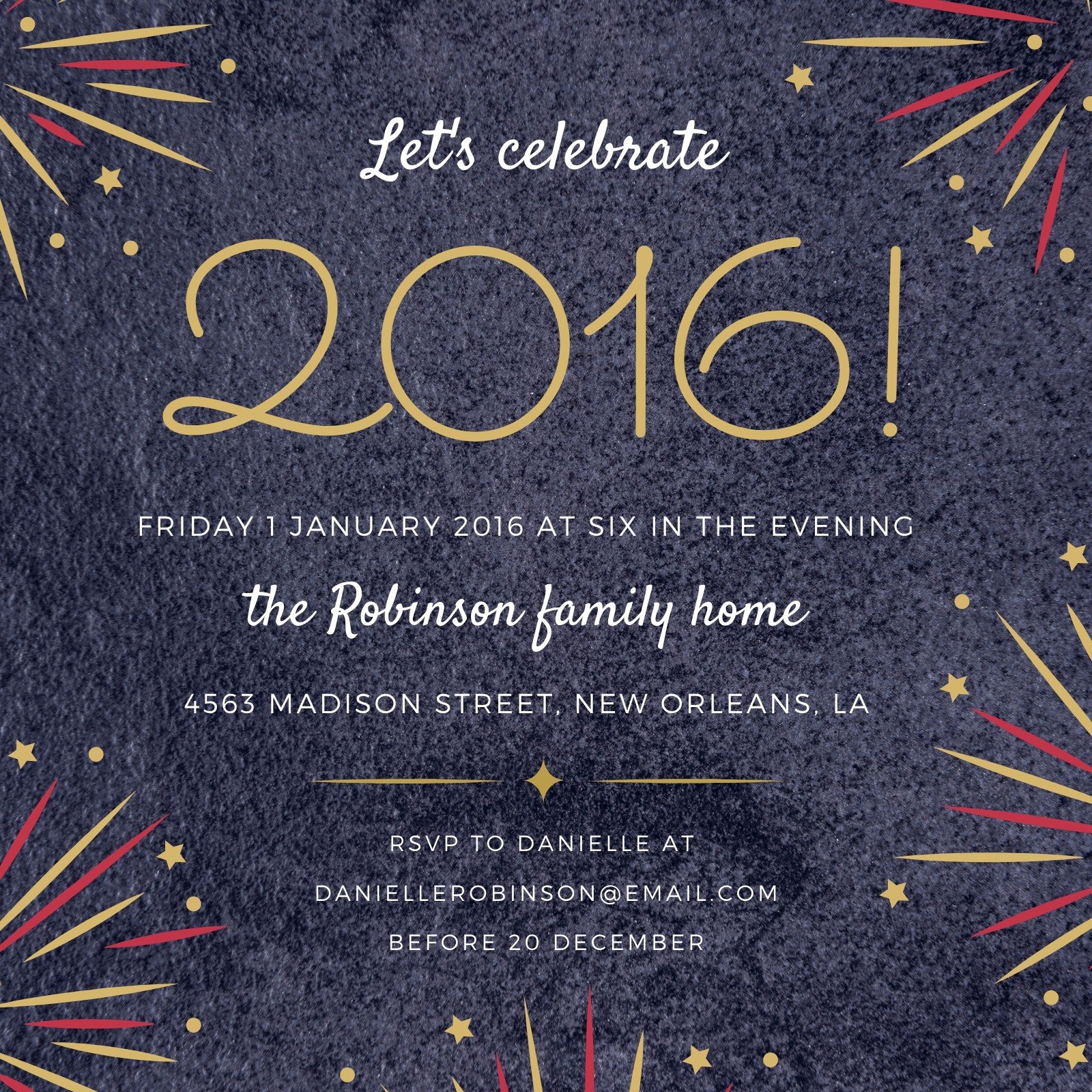 Fireworks New Year Party Invitation Templates by Canva