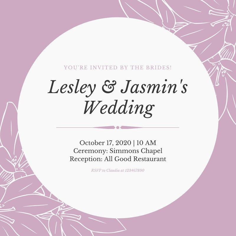 Free Custom Printable Same Sex Wedding Invitation Templates Canva 4447