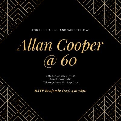 Free, printable custom 60th birthday invitation templates | Canva