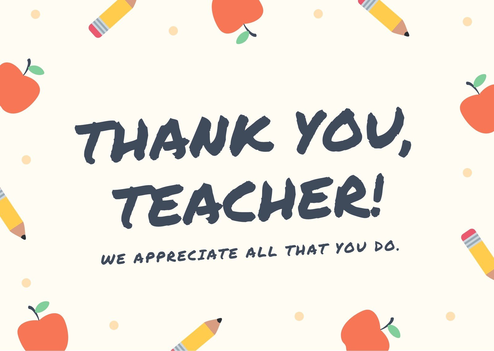 Beige School Teacher Thank You Card - Templates by Canva Intended For Thank You Card For Teacher Template