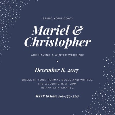 Free custom printable winter wedding invitation templates | Canva