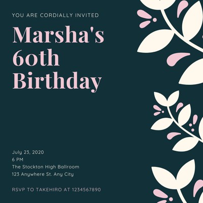 Page 2 - Free, printable custom 60th birthday invitation templates | Canva