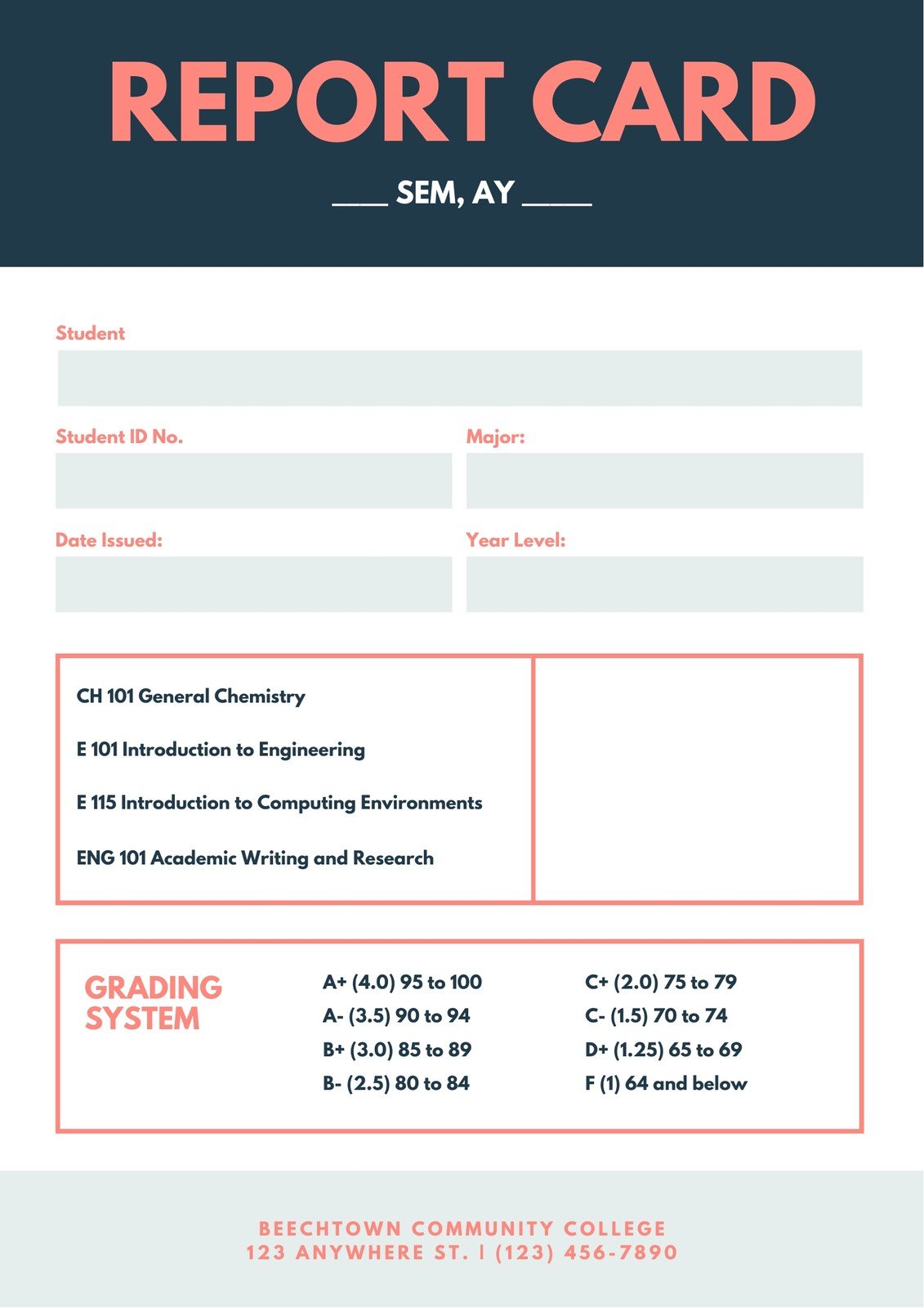 Page 22 - Free, printable, customizable report card templates  Canva Intended For Boyfriend Report Card Template