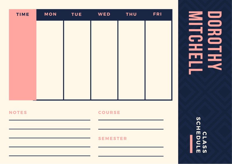 Printable And Customizable Class Schedule Templates Canva