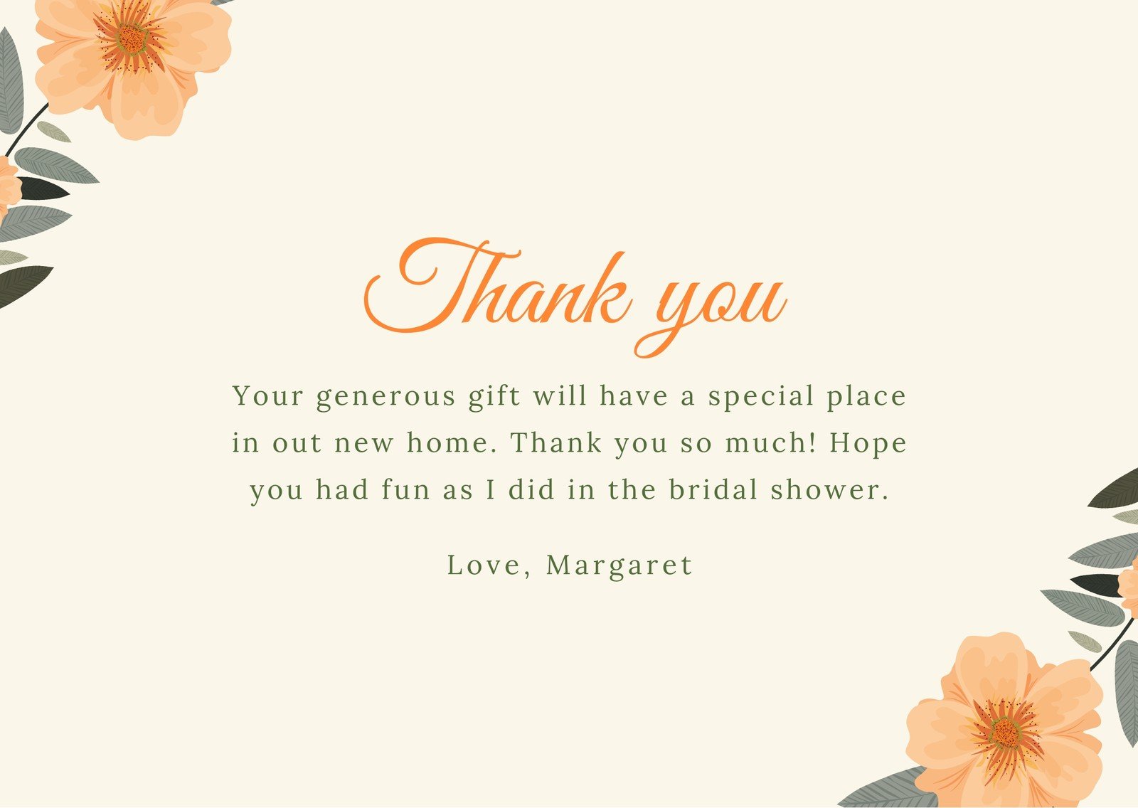 Thank You Minimalist WEDDING Folded Card Printable Bridal Shower Note Modern Wedding Editable Template INSTANT DOWNLOAD Canva Edit