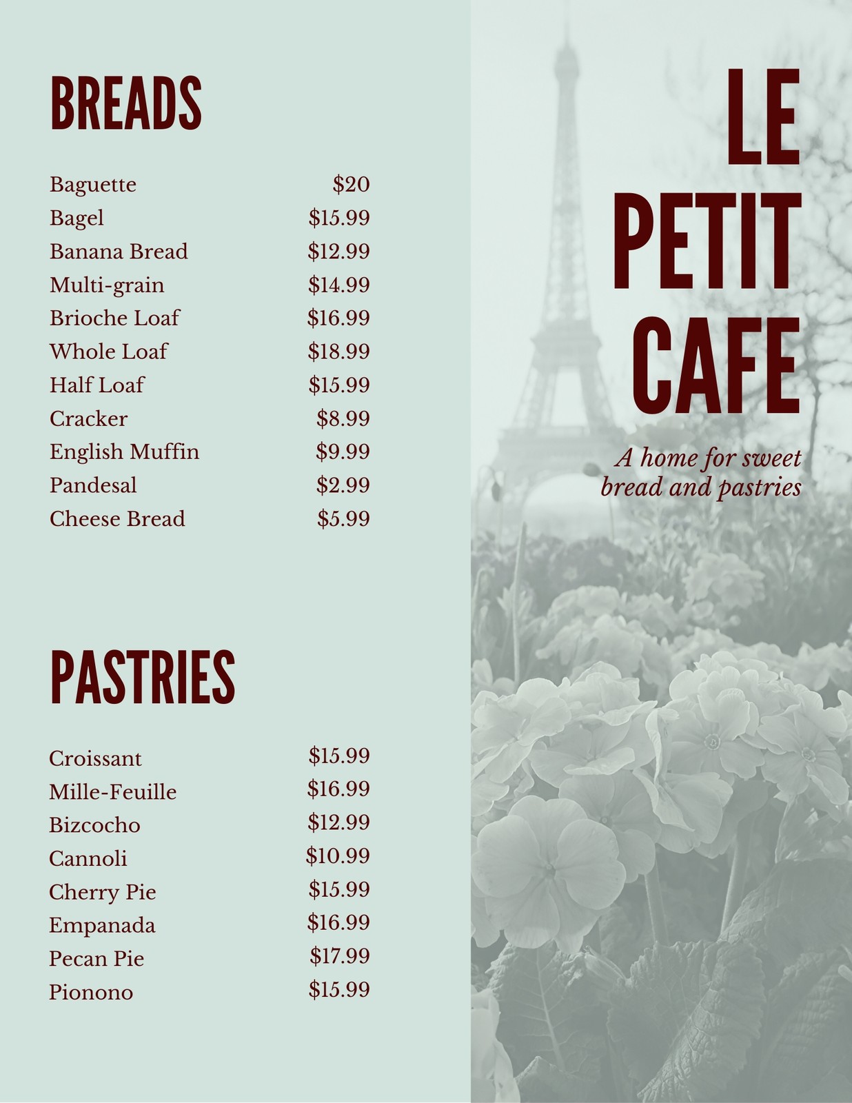Free printable and customizable French menu templates Canva