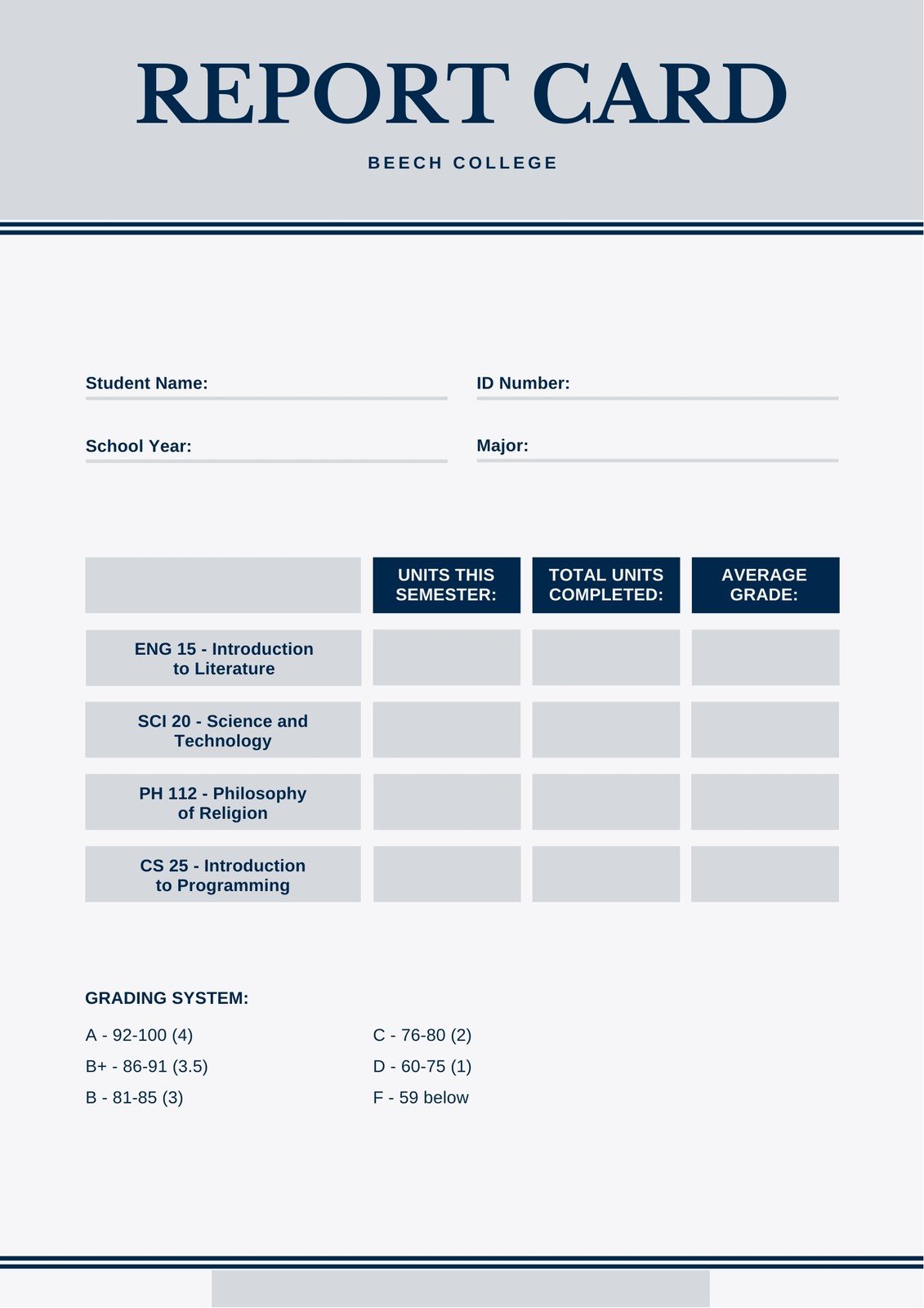 Customize 21+ College Report Cards Templates Online - Canva Within College Report Card Template