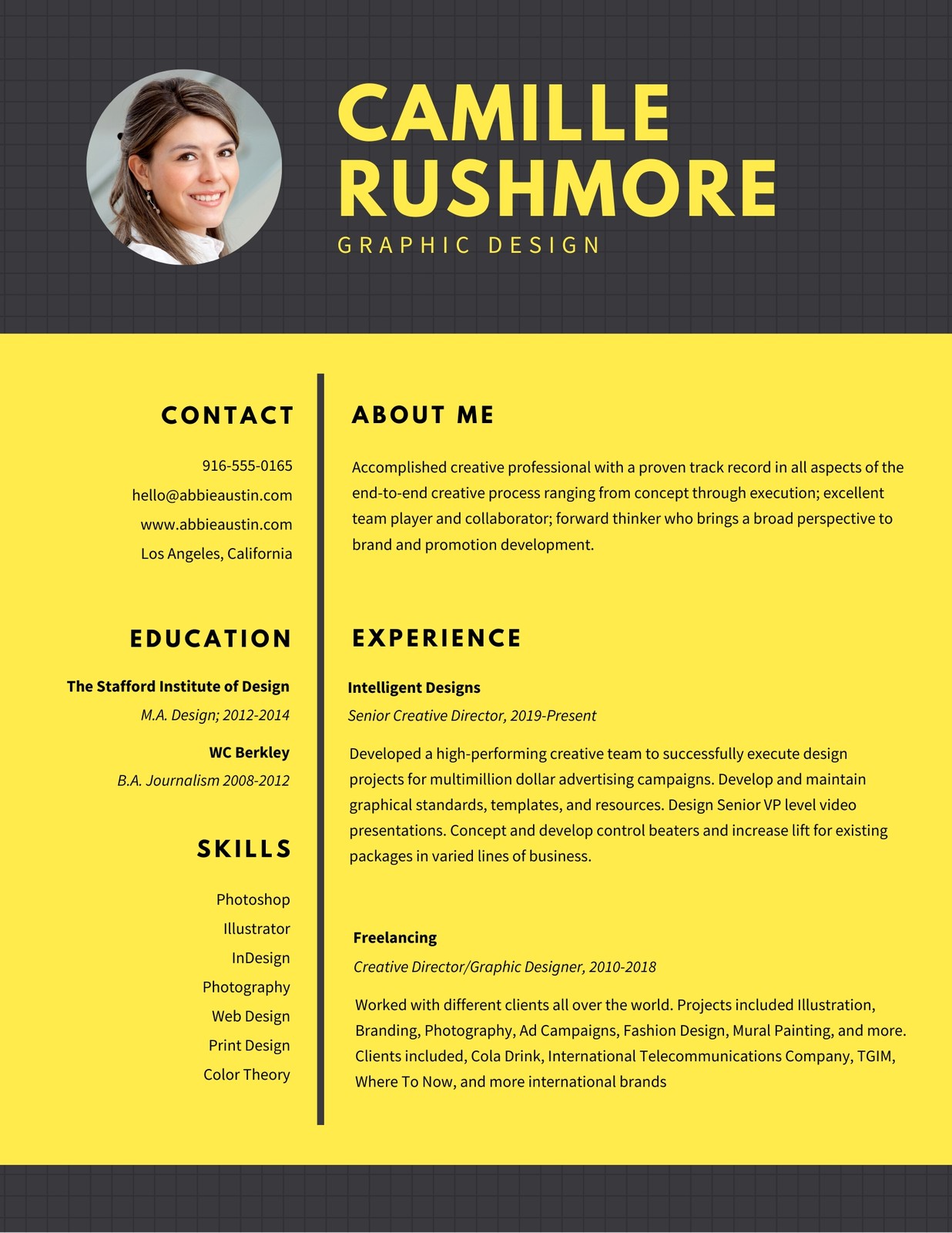 Canvas cv. About me Designer CV. Motion Designer Resume.