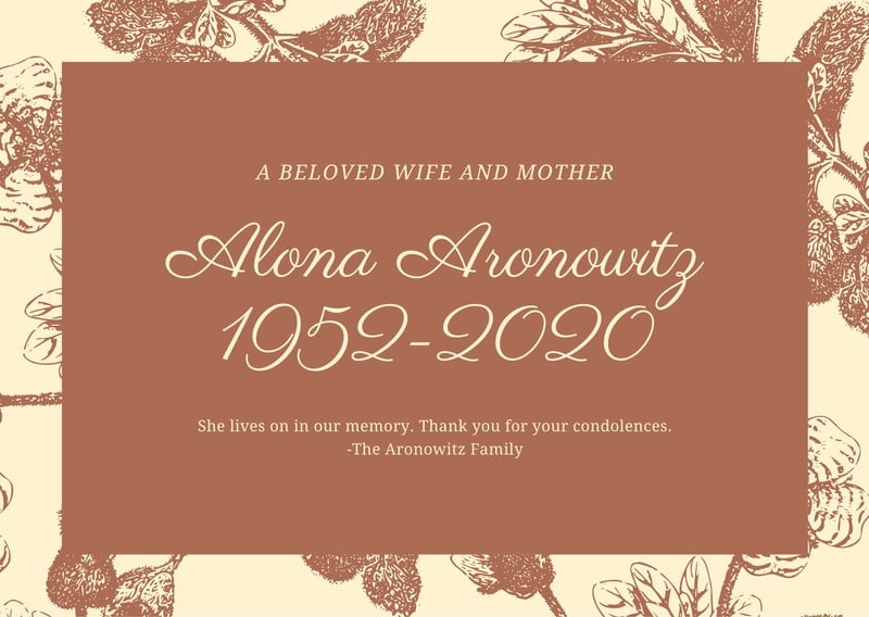 Free Printable Customizable Obituary Card Templates Canva
