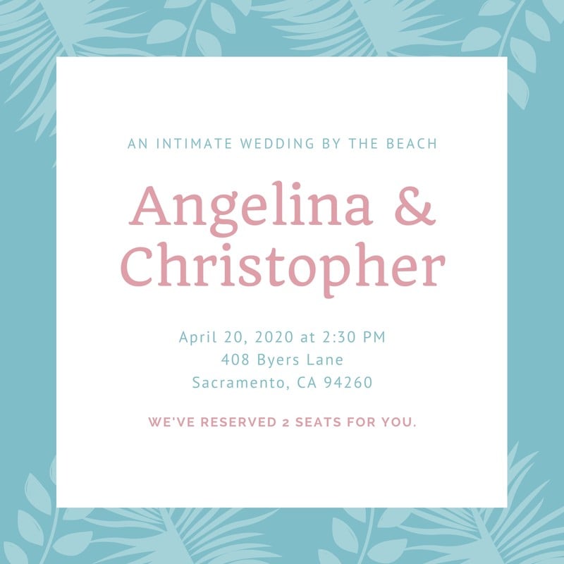 Blue Tropical Beach Wedding Invitation Templates By Canva