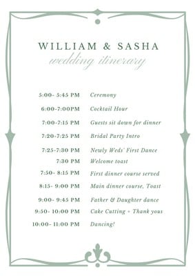 Wedding Itinerary Template Free from marketplace.canva.com