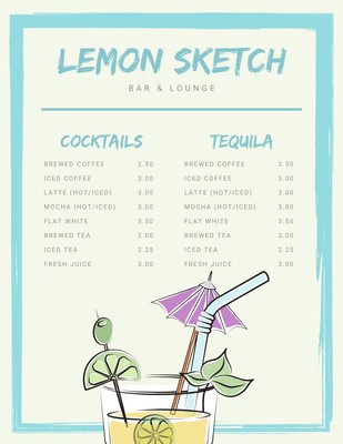 Free Printable And Customizable Cocktail Menu Templates Canva