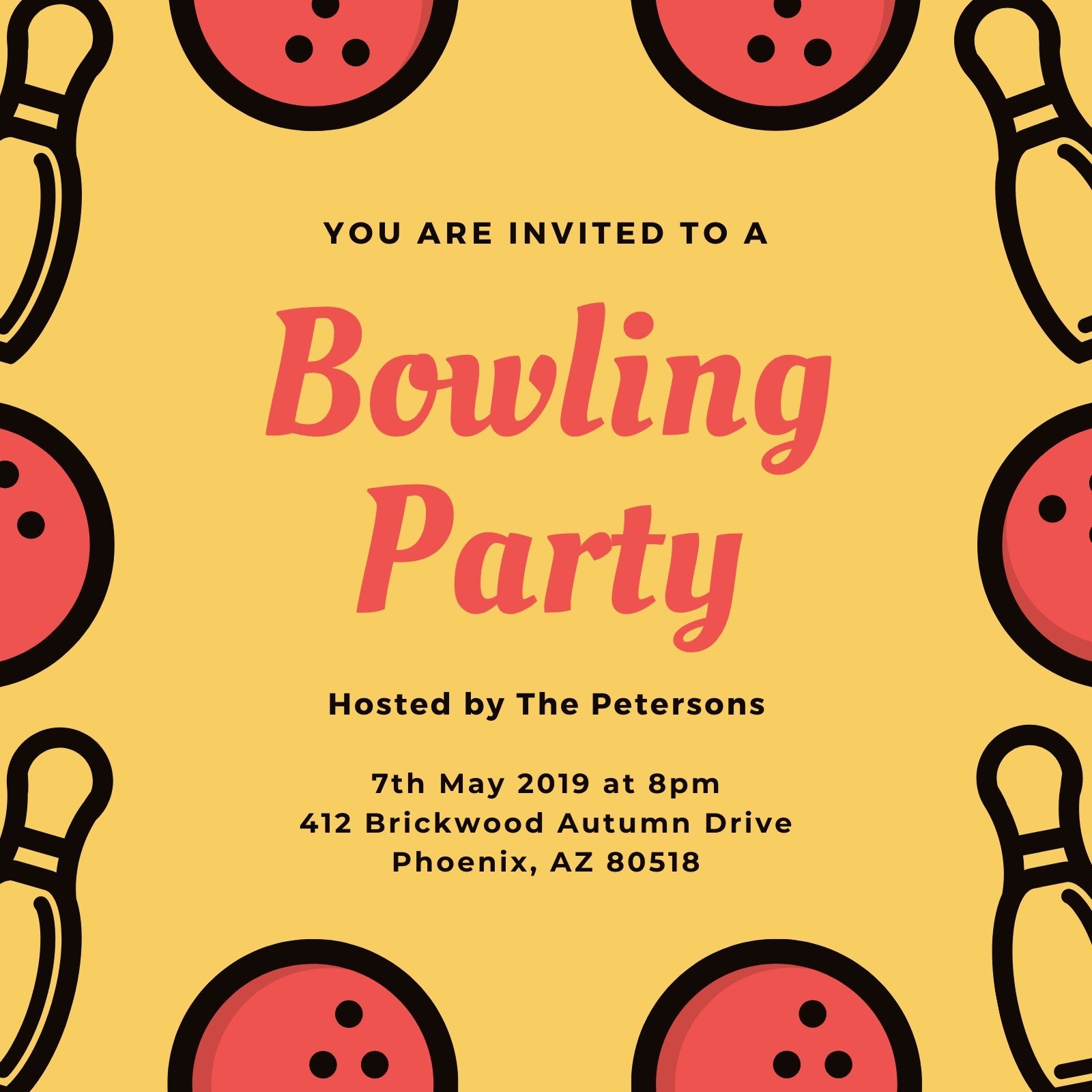 Free Printable Customizable Bowling Invitation Templates Canva